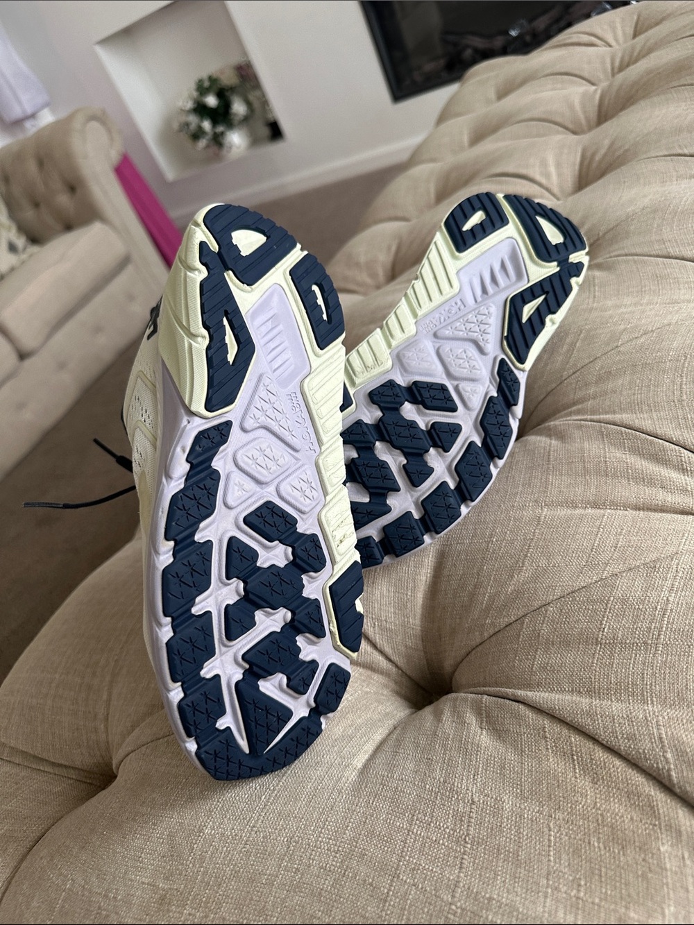 Hoka White and Navy Lightweight Cushioned Running Shoes - Picture 7 of 7
